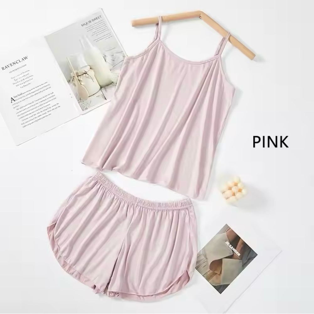 100% cotton 2pc set: shorts + sleeveless top Home wear Pajama Mujer Strap Active - Picture 8 of 10